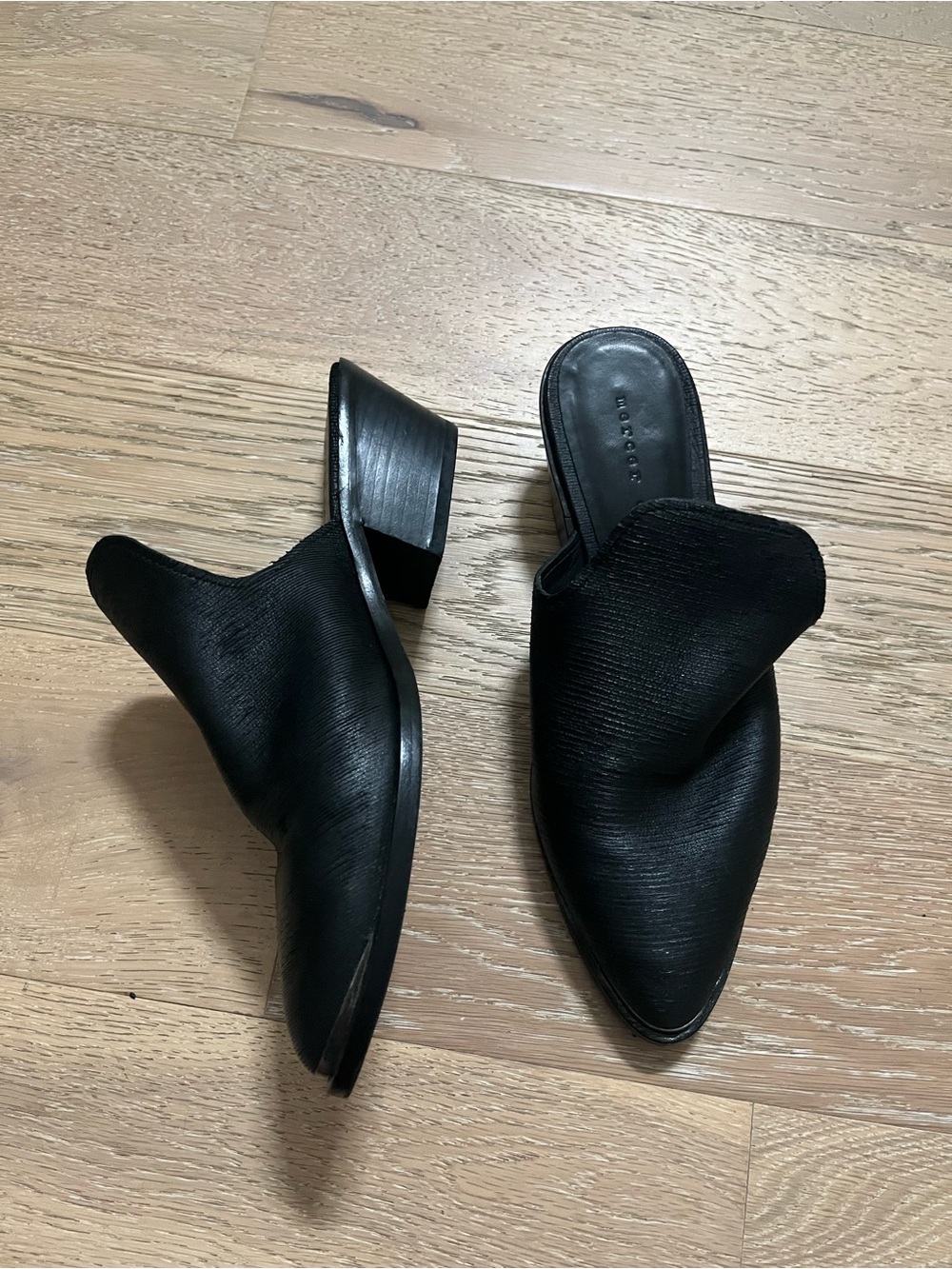 Mercer Edit Leather Black Pointed Toe Slip-On Mules